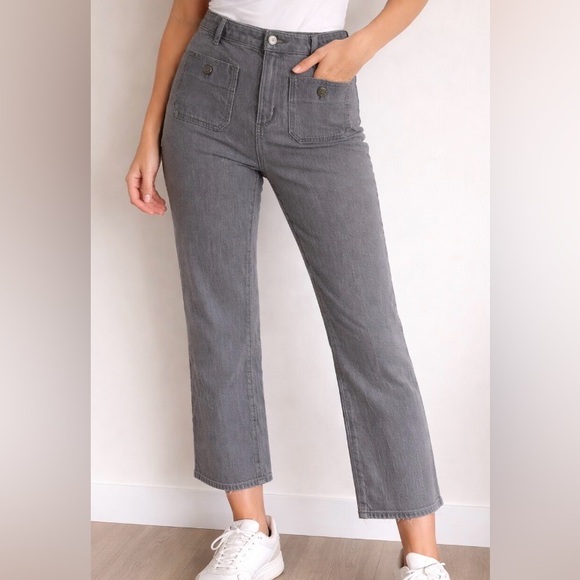 LOFT Denim - LOFT Grey Kick Crop High Rise Sailor Pocket Jeans Size 4 (Measures like a 10)